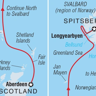 tourhub | Intrepid Travel | Exploring Spitsbergen via the Faroes and Jan Mayen | Tour Map