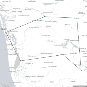 tourhub | Le Passage to India | Cycling Kerala PureQuest | Tour Map