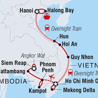 tourhub | Intrepid Travel | Vietnam & Cambodia Real Food Adventure | Tour Map