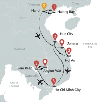 tourhub | Ciconia Exclusive Journeys | Best of Vietnam & Cambodia | Tour Map