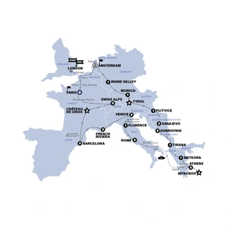 tourhub | Contiki | European Adventurer | Start London | Standard | 2025 | Tour Map