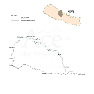 tourhub | Ace the Himalaya | Annapurna Circuit Biking | Tour Map