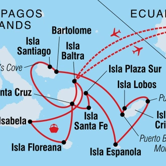 tourhub | Intrepid Travel | Treasures of Galapagos: Western & Central Islands (Grand Queen Beatriz) | Tour Map