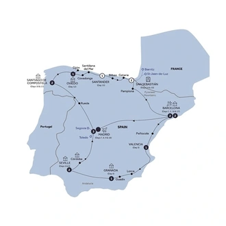 tourhub | Insight Vacations | Spanish Heritage - End Madrid, Small Group | Tour Map