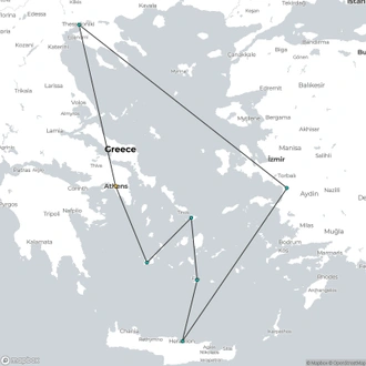 tourhub | Celestyal Cruises | Athens & Greek Islands Cruise aboard Celestyal Journey for solo travellers | Tour Map