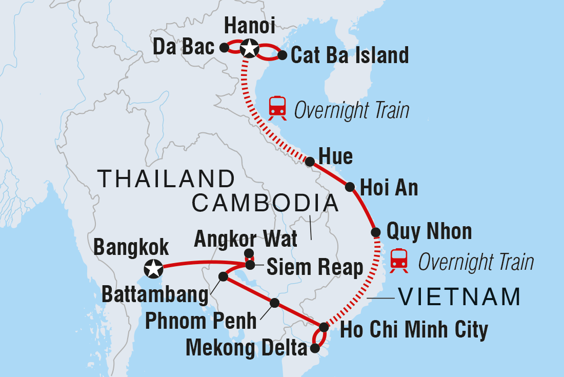 tourhub | Intrepid Travel | Vietnam & Cambodia Adventure | Tour Map