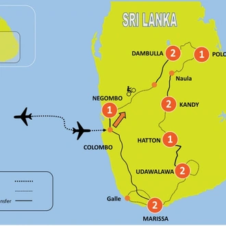 tourhub | Tweet World Travel | AMAZING SRI LANKA ON BIKE | Tour Map