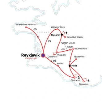 tourhub | G Adventures | Iceland: The Snaefellsnes Peninsula, Volcanoes & Hiking Húsafell | Tour Map