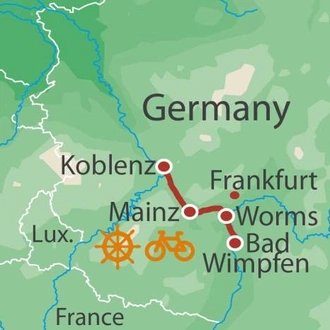 tourhub | UTracks | Rhine Valley Barge & Bike | Tour Map