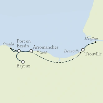 tourhub | Exodus Adventure Travels | Normandy Walk from Honfleur to Bayeux | Tour Map