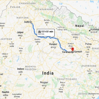 tourhub | Holidays At | Varanasi Tour from Delhi | Tour Map