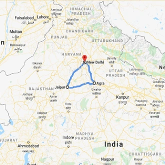 tourhub | UncleSam Holidays | Golden Triangle Tour India | Tour Map