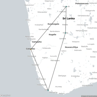 tourhub | Today Voyages | Sri Lanka in a Nutshell - Free Upgrade to Private Tour Available | Tour Map