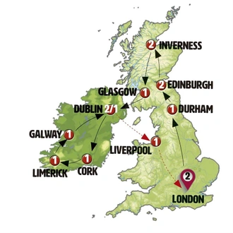 tourhub | Europamundo | Extensive United Kingdom and Ireland | Tour Map