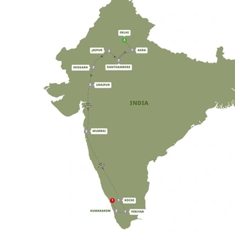 tourhub | Trafalgar | Uncover India: Delhi to Kerala | Tour Map