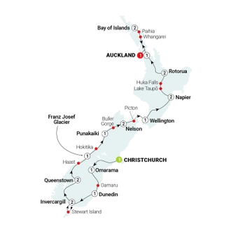 tourhub | AAT Kings | Spirit of New Zealand | Tour Map