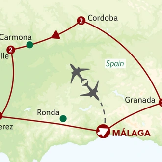 tourhub | Saga Holidays | The Spirit of Andalucia | Tour Map
