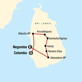 tourhub | G Adventures | Discover Sri Lanka | Tour Map
