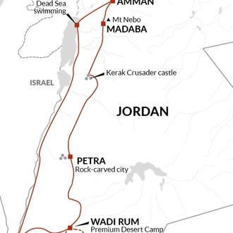 tourhub | Explore! | Upgraded - Treasures of Jordan | Tour Map