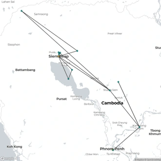 tourhub | Today Voyages | Cycling from Phnom Penh to Siem Reap | Tour Map