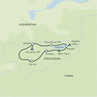 tourhub | Exodus | Kyrgyzstan Walking Explorer | Tour Map