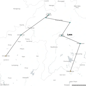 tourhub | All Points East | The Golden Triangle | Thailand and Laos Tour | Tour Map