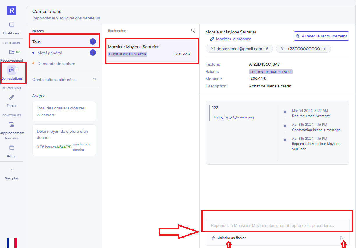 Comment utiliser l’option “Contestations” dans le tableau de bord?