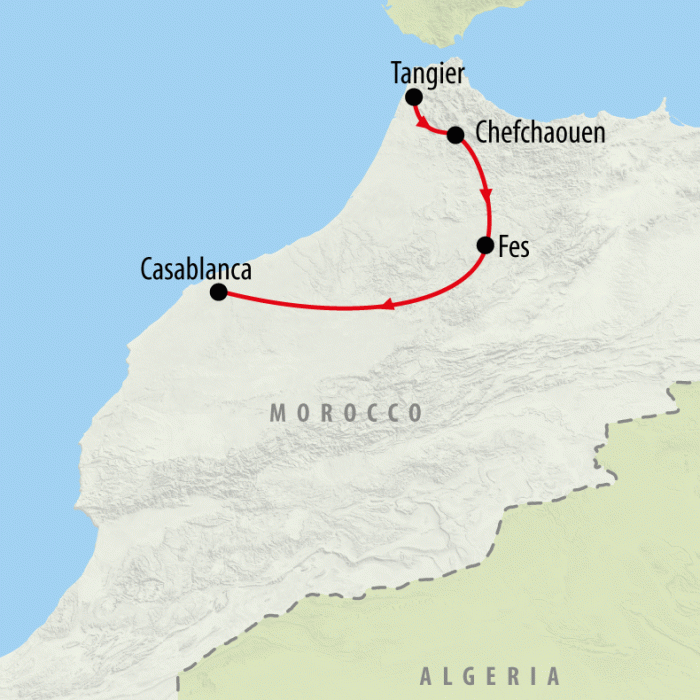 tourhub | On The Go Tours | Tangier to Casablanca - 6 days | Tour Map