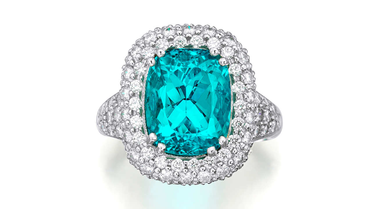 Paraiba Tourmaline and Diamond Ring