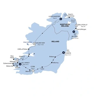 tourhub | Insight Vacations | Country Roads of Ireland - End Belfast, Classic Group, Summer | Tour Map