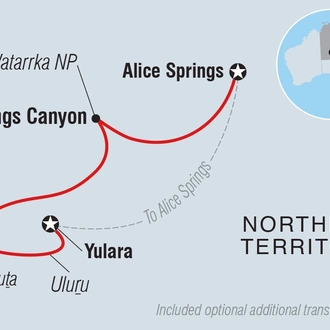 tourhub | Intrepid Travel | Uluru & Kings Canyon Adventure | Tour Map