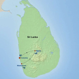 tourhub | Indus Travels | Wonders of Sri Lanka | Tour Map