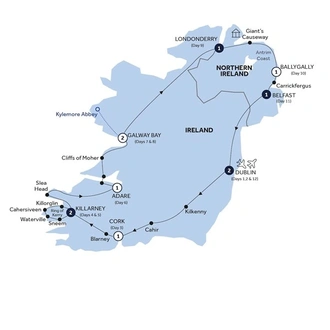 tourhub | Insight Vacations | Country Roads of Ireland - End Dublin, Classic Group, Winter | Tour Map