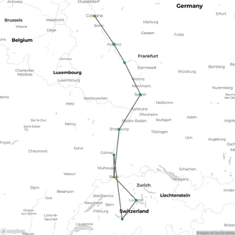 tourhub | Riviera Travel | Rhine Cruise to Switzerland - MS George Eliot | Tour Map