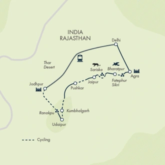 tourhub | Exodus | Cycling through Rajasthan | Tour Map