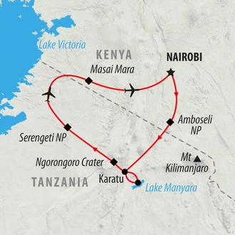 tourhub | On The Go Tours | The Best of East Africa - 12 days | Tour Map
