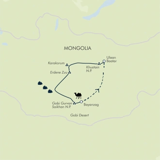 tourhub | Exodus | Mongolia: Steppes, Deserts & Nomads | Tour Map