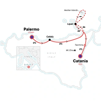 tourhub | G Adventures | Northern Sicily: Islands & Volcanoes | Tour Map