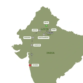 tourhub | Trafalgar | Colours of Rajasthan with Mumbai | Tour Map