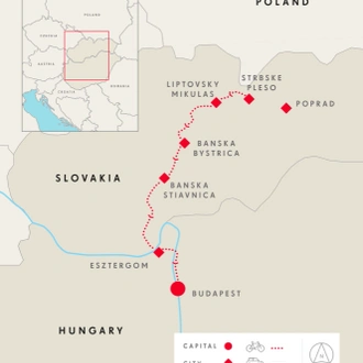 tourhub | SpiceRoads Cycling | Cycling High Tatras to Budapest | Tour Map