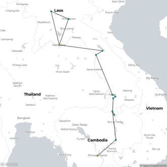 tourhub | All Points East | Laos Tour | Far North to Far South | Tour Map