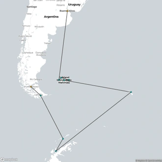 tourhub | HX Hurtigruten Expeditions | Antarctica & Falklands - From Buenos Aires to Punta Arenas | Tour Map