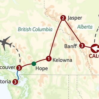 tourhub | Saga Holidays | Canadian Rockies and Vancouver | Tour Map