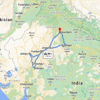 tourhub | UncleSam Holidays | Rajasthan Cultural Tour | Tour Map