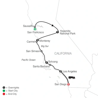 tourhub | Globus | California Classics with San Diego | Tour Map