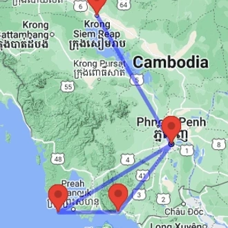 tourhub | Bamba Travel | Cambodia Adventure 12D/11N | Tour Map