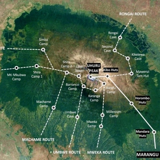 tourhub | Mbega African Safaris | 6 Days Kilimanjaro Climb Marangu Route | Tour Map