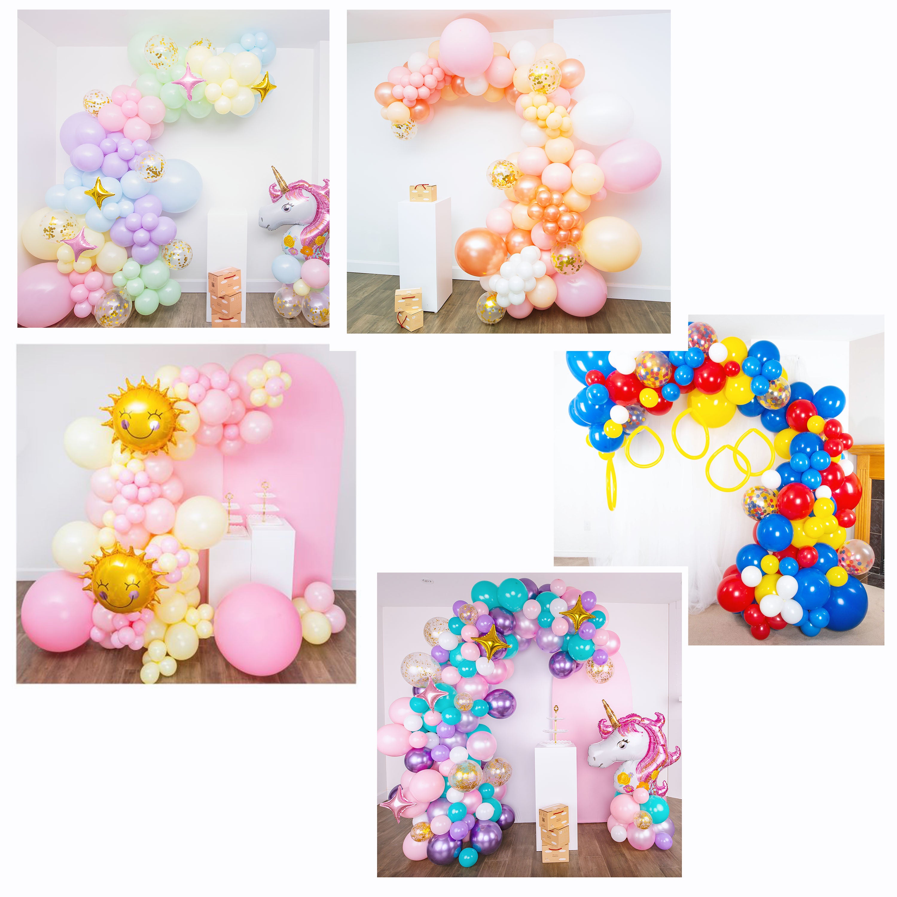 examples of balloon garlands by shimmer and confetti