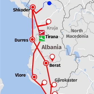 tourhub | Good Albania | Albania: North to South Tour - 8 Days | Tour Map