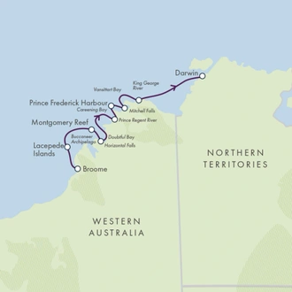 tourhub | Exodus | The Kimberley: Broome to Darwin Cruise- Premium Adventure | Tour Map